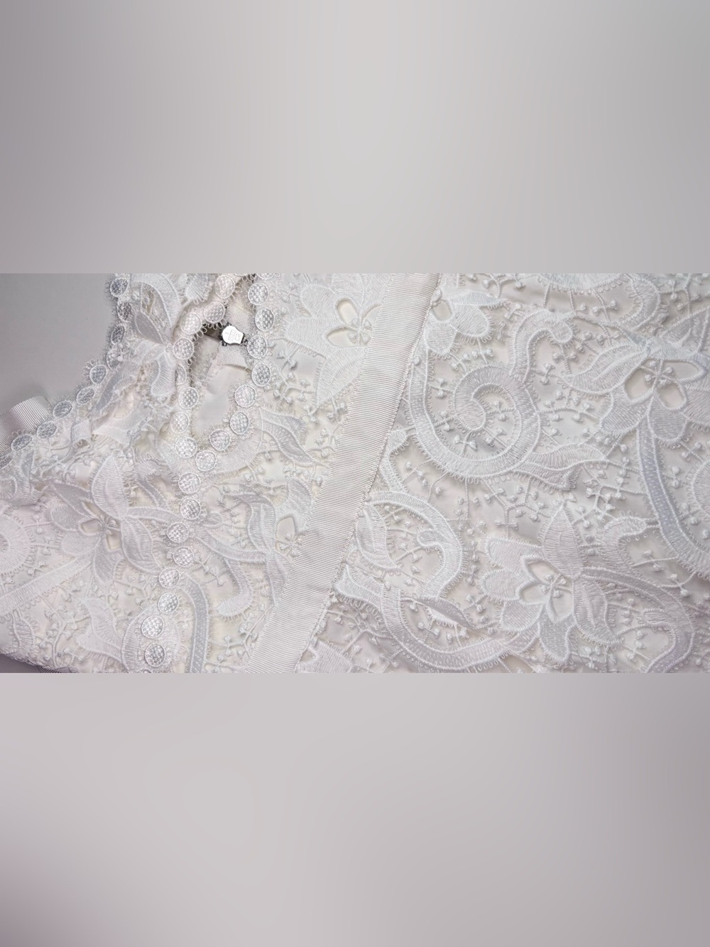 SAYLOR Lesli White Lace Midi Dress XS Bridal Bow Cutout Revolve Free People NWOT - Picture 11 of 16